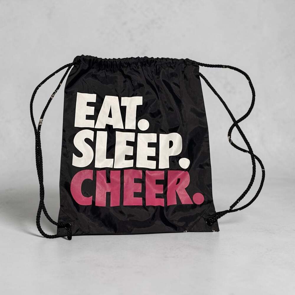 Eat Sleep Cheer Black Drawstring Backpack Gym Sack